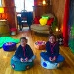 2 children meditating on cushions kim_solomon_kids_meditation_usa